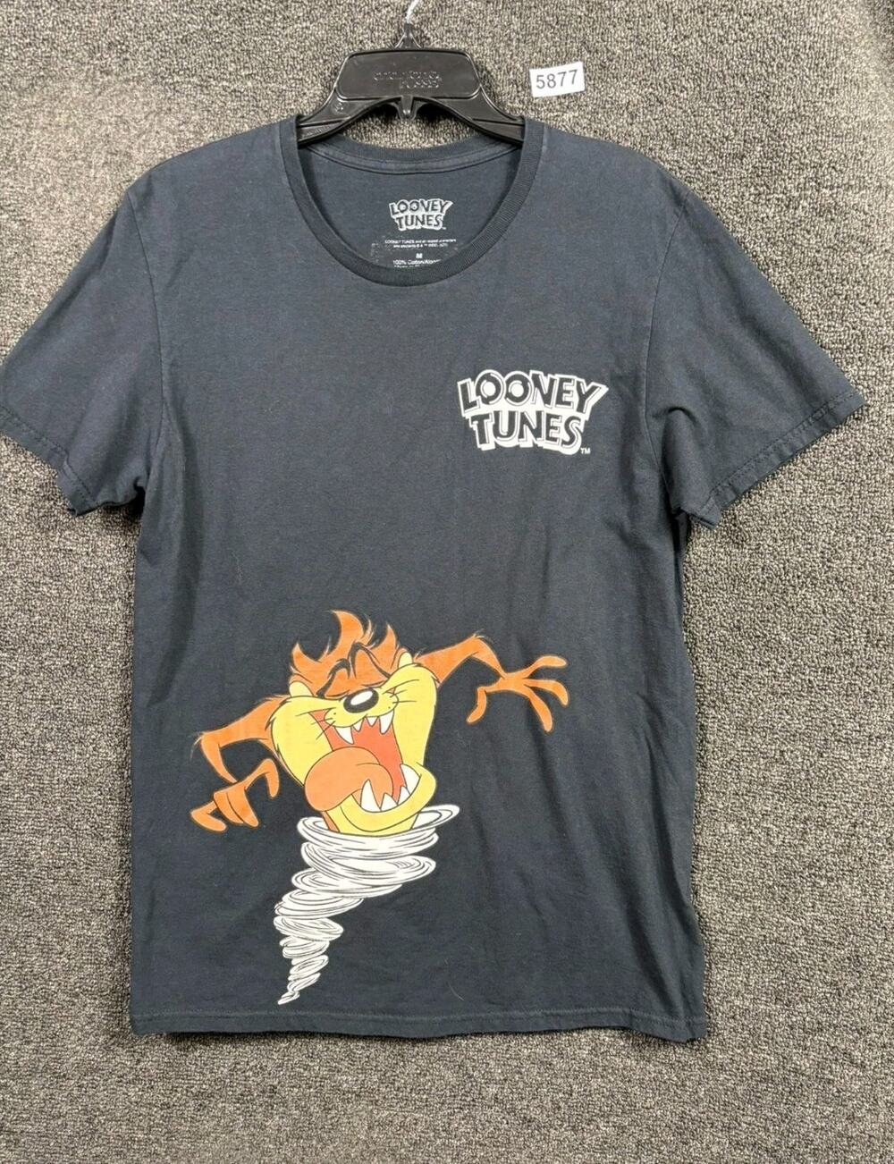 Looney Tunes Shirt Mens Size M Black Short Sleeve Taz Bugs Bunny Marvin Print